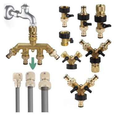 Imagem de 3/10.2 cm acessório de irrigação de jardim latão cobre torneira de água mangueira acoplamento adaptador extensor conector rápido (N)