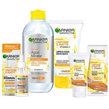 Imagem de Garnier Skin Uniform & Matte Vitamina C Kit – Sérum + Gel de Limpeza + Água Micelar + Protetor Solar-Unissex