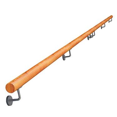 Imagem de Kit de corrimão/mplete de 0,3 m - 6 m. Corrimões/corrimãos redondos de madeira maciça, interior de vila loft alças antiderrapantes antigas cerca de corredor de acesso familiar (tamanho: 300 cm)