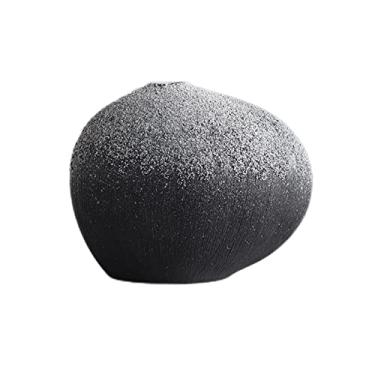 Imagem de Yalych Vaso Decoração Escritório Sala de Estar Vaso Novo Vaso de Cerâmica Chinesa Simulação Arranjo de Flores Estudo Varanda Decoração Macia Decoração de Sala de Chá Decoração de Casa (Cor: Preto)