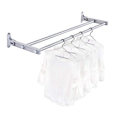 Imagem de Suporte para lavanderia, arejador de roupas retrátil, poste dobrável para roupas ao ar livre, estantes de secagem de empurrar e puxar, furador, banheiro, roupas, arejador, 100 cm, o novo