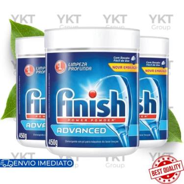 Imagem de Kit 3x Finish Detergente Pó Power Powder Advanced 450g Lava Louças Ori