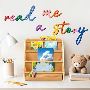 Imagem de Adesivo de parede de leitura de madeira para sala de leitura infantil adesivo de parede para sala de aula decoração de canto de leitura para professores sinal colorido lido frases inspiradoras