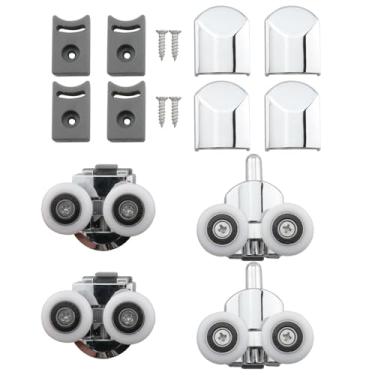 Imagem de DGBRSM 4 peças de substituição de rolo de liga de alumínio para porta de chuveiro de 23 mm com bloco de para-choque e parafusos, adequado para caravanas e sauna a vapor