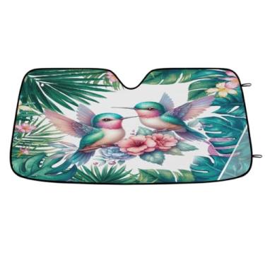 Imagem de Para-brisa dianteiro do carro, pára-sol, planta tropical, pássaro, dobrável, leve, janela, para-sol, proteção contra para-brisa, bloqueia o verão, raios UV, mantém o carro fresco, viseira de