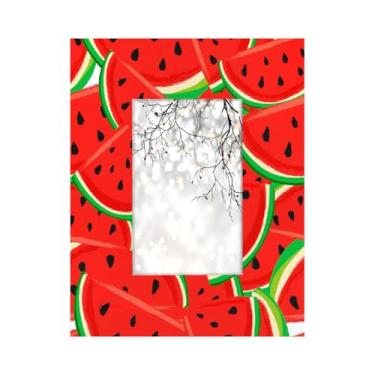 Imagem de Porta-retrato 10 x 15 cm, frutas, melancia, vermelho, feito de madeira maciça, 10 x 15 cm, moldura para exibição de mesa e montagem na parede, para decoração de casa e ideias de presentes para a