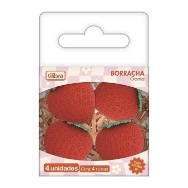 Imagem de Borracha Morango Com Aroma 4Und Tilibra