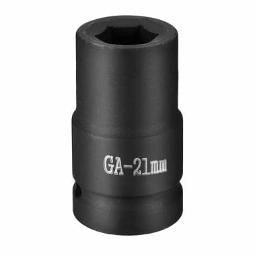 Imagem de HARFINGTON Soquete de impacto de 6 pontos 2,5 cm soquete métrico de 21 mm CR-V soquete sextavado de eixo de aço para reparo de porcas de eixo de máquina, preto