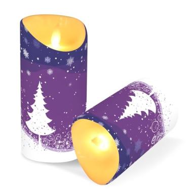 Imagem de Blueangle Pacote com 2 velas brancas para árvores de Natal sem chama com controle remoto e temporizador, velas LED cintilantes (7,6 cm x 9,9 cm) para decoração de casa, casamento, acampamento (131)
