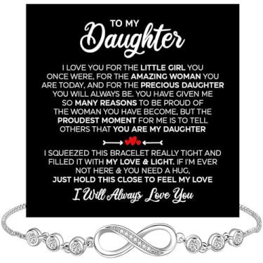 Imagem de Pulseira To My Daughter, Pulseira I Love You, Presente de Filha, Natal, Presente de Aniversário com Cartão de Mensagem e Caixa, Standard Box, Aço inoxidável, Sem Pedra Preciosa