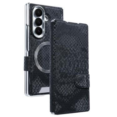 Imagem de LTLMYDAM Capa magnética para Samsung Galaxy Z Fold 7, capa protetora de tela flip de couro com tudo incluído, capa carteira à prova de choque, preta, dobrável 7