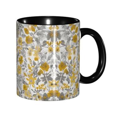 Imagem de Zeraoke Caneca de café criativa com estampa de flores amarelas, personalizadas, presente para família, tamanho de 325 ml, unissex