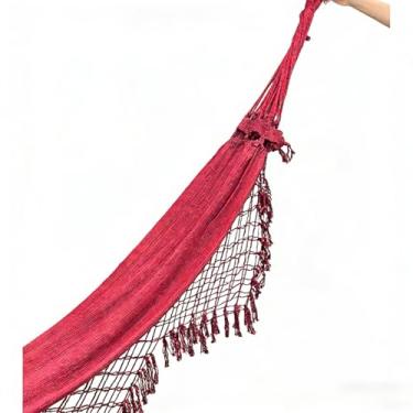 Imagem de REDE DE DESCANSO CASAL GRANDE, Confortável e Resistente, Ideal para Varanda, Quintal e Jardim(Vermelha mesclada com preto)