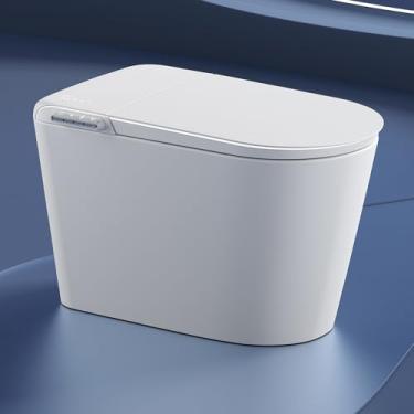 Imagem de Banheiro inteligente moderno, vaso sanitário de uma peça com tampa de abrir/fechar automaticamente, assento aquecido, função de bidê, secagem ao ar quente, escudo de espuma, desodorização automática