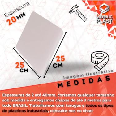 Imagem de Chapa de PEAD Polietileno 20mm (25x25cm) Tabua de corte Profissional Material Atóxico Livre de BPA s/acabamento cantos Retos, Usinagem | 250x250mm | 0,25m x 0,25 m