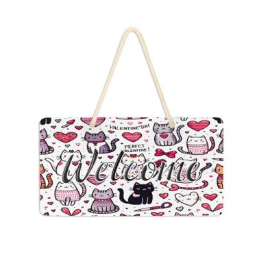 Imagem de Burbuja Placa de boas-vindas Cakes para porta da frente, placa de boas-vindas de PVC para decoração de férias, 15 x 28 cm