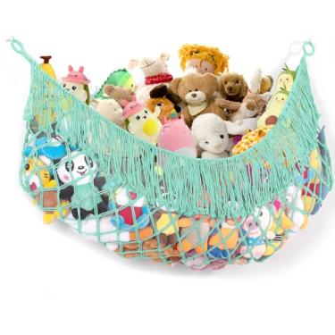 Imagem de PrimZooty Stuffed Animal Hammock - Extra Large 63'' Long, Stuffed Animal Storage, stuffed animal Holder net, Toy Hammock Large, Toy Storage Hanging Organizer - Elegant blue