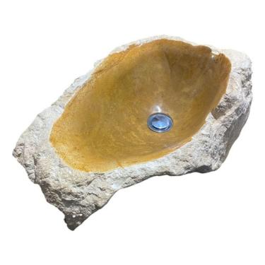 Imagem de Cuba Pia Lavabo Sobrepor De Pedra Sabao Rústica Com Verniz