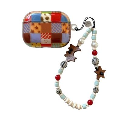 Imagem de GUAYQAT Capa de fone de ouvido para Airpods Pro, linda capa protetora de TPU padrão estrela estilo patchwork compatível com Airpods Pro 2 para meninas e mulheres.