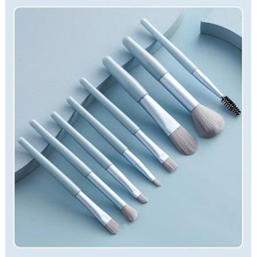 Imagem de Conjunto de 8 pincéis de maquiagem, conjunto de pincéis de maquiagem, base, blush, corretivo, mistura de sombra, delineador de olhos, conjunto de pincéis de maquiagem para viagem, bolsa de maquiagem