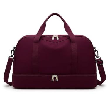 Imagem de Mala De Viagem Desportiva De 30 Litros – Com Bolsos Laterais ImpermeáVeis E AlçAs AjustáVeis, Ideal Para SessõEs De GináSio, NataçãO E Viagens Curtas(Básico,Roxo Escuro)