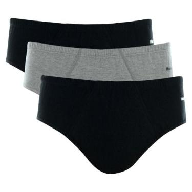 Imagem de Kit Cueca Slip Mash 3 Peças Masculina Elástico Algodão, P, Preto 02