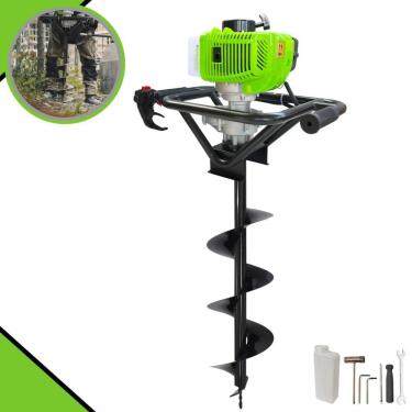 Imagem de Perfurador de Solo Completo Menegotti MPS52 À Gasolina Motor 2T 52cc 1,8HP de Potência Alta Rotação + Broca 80x20cm
