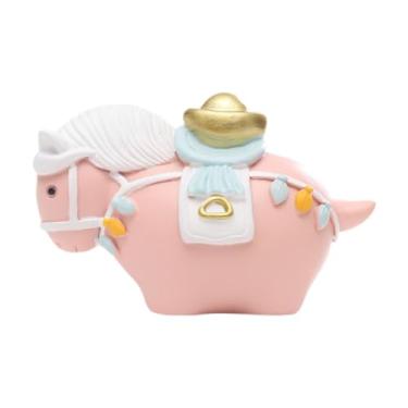 Imagem de Bothyi Escultura de mesa em resina com estatueta de cavalo, ideal para artesanato, decoração de estábulos, enfeites para estantes, lembrancinhas de festa e, Rosa