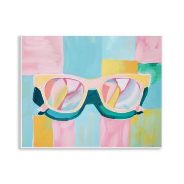 Imagem de Stupell Industries Arte de placa de parede de pastéis e óculos de sol bloqueados, design por Arlington Prints, 14 x 11