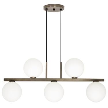 Imagem de Pendente Luminária Lustre Jabuticaba 5 Globos Vidro Bronze