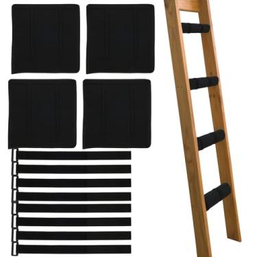 Imagem de 4 peças de almofadas de escada de beliche, almofadas de escada para dormitório, capa de escada de beliche com 8 tiras ajustáveis de gancho e laço, degraus para camas de dormitório universitário 25 x