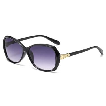Imagem de HCPIHF Óculos de sol grandes e modernos, armação grande, feminino, com degradê duplo, UV400 (JH15889-C1)