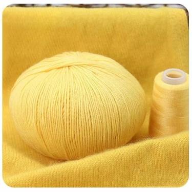Imagem de 1 bola de caxemira mongol tricotado à mão com 50 g de novelo de lã (amarelo)