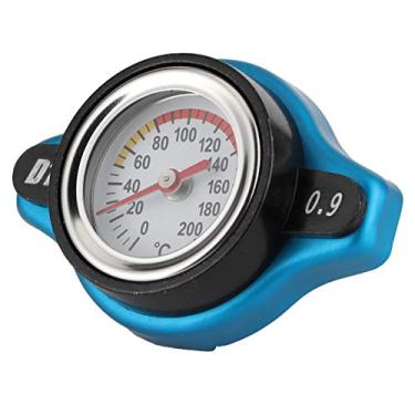 Imagem de Generic Tampa Termostática do Radiador à Prova de Vazamentos Com Medidor de Temperatura para Carros Universais, Liga de Alumínio de + Borracha de Silicone, Escuro + Preto, 2,6 X 0,8 pol. (Cabeça