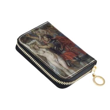 Imagem de GAIGEO Porta-cartões de crédito com bloqueio de RFID para mulheres, bolsa pequena de couro para moedas com zíper, impressões Rubens Perseus Andromeda