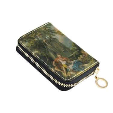 Imagem de Carteira feminina minimalista com zíper para cartão de crédito, bloqueio RFID, Francois Boucher Shepherds, carteira com zíper