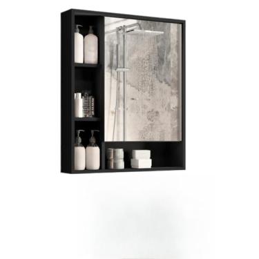 Imagem de Armário Espelheira Para Banheiro Com Porta Prateliras Suspenso(Preto)