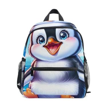 Imagem de GAIGEO Cute Polar Penguin Print Mini Kids Backpack with Whistle, Adjustable Chest Strap, Toddler Boy Backpack Lightweight & Compact for Ages 3-8