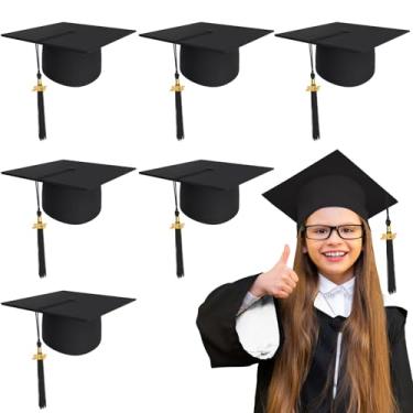 Imagem de Demonwer 6 Pcs Graduation Caps Black Graduation Cap Grad Hats with Tassel Graduation Gifts for Preschool Kindergarten Students School Graduation Celebration Party Supplies