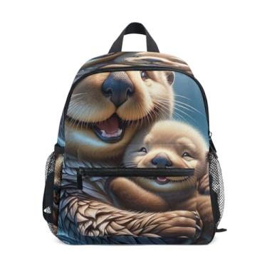 Imagem de GAIGEO Sea Otters Cute Animal Backpack for Baby with Whistle, Adjustable Chest Strap, Preschool Backpack for Girls Lightweight & Compact for Ages 3-8