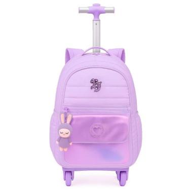 Imagem de Mochila de Rodas 360º Feminina Juvenil Chaveiro de Pelúcia - Denlex, L