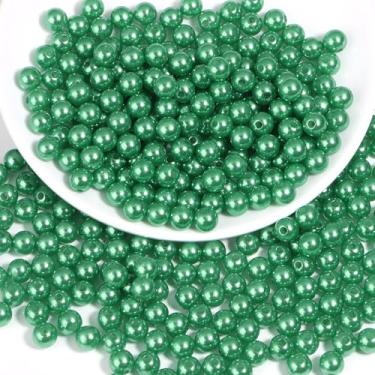 Imagem de Chuyau 500 peças de pérolas verdes de Natal de 8 mm com furo redondo para artesanato contas falsas de pérolas soltas para mulheres, joias, pulseiras, colares, brincos, chaveiros, acessórios, faça você