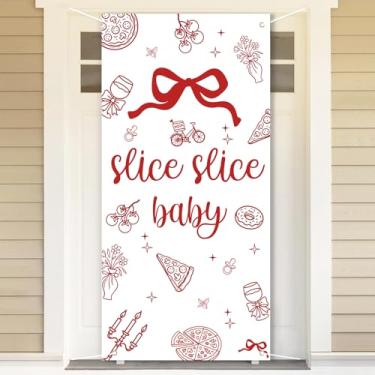 Imagem de Welcome Baby Banner Decorations, Fatia Fatia Baby Pizza Tema Porta Banner - Bandeira de Porta de Festa de Pizza Minimalista Vermelha para Chá de Bebê e Aniversários Artigos de Festa