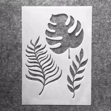 Imagem de Estêncil de pintura de folhas de flor, estêncil reutilizável de três folhas largas, modelos de artesanato, estêncil de desenho para pintura em madeira, parede, móveis de tela (28 x 21 cm)