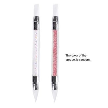 Imagem de 1 unidade Caneta de Arte para Unhas com Punho Strass e Gravura Pincel Carving Silicone Ferramenta Coleta Glitter Pó Profissional Salão Design DIY