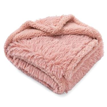 Imagem de Cobertor impermeável para cães rosa fofo longo pele sintética cobertor para gatos aconchegante tapete de sofá quente para cachorro amor capa de cama lavável (rosa, GG)