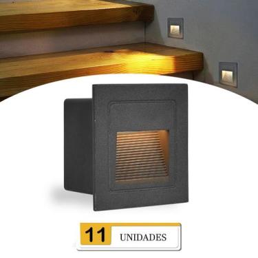 Imagem de 11 Balizador De Parede Preto Embutir Quadrado Externo Lup51 - Acende a