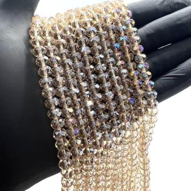 Imagem de Fio de Cristal de Vidro 8mm Facetado para Bijuterias e Artesanato – 67 Peças por Fio (CHAMPANHE BOREAL)