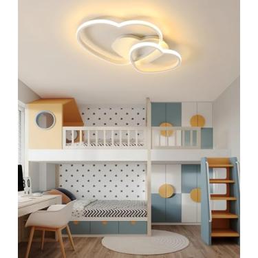 Imagem de Luminária de teto LED moderna com desenho animado, dimerizável, para sala de estar, quarto, sala de jantar e sala de jantar (branca, 50 cm)