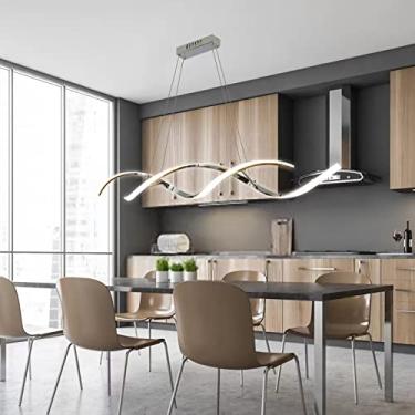 Imagem de Luminária pendente LED para mesa de jantar, sala de jantar, teto, moderna, com intensidade regulável e altura ajustável, luminária de cozinha com controle remoto, lustre para escritório, rec